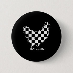 Chequered Chicken Farmer Chicken Race Car Boys Chi 6 Cm Round Badge