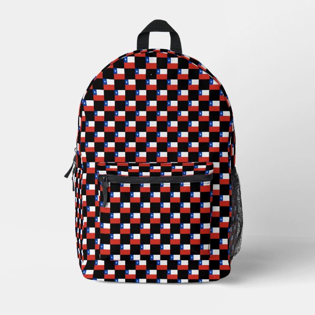 Chequered Chile Flag Pattern  Printed Backpack (Front)