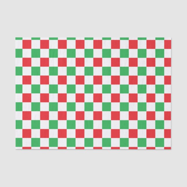 Chequered Christmas Red and Green Tissue Paper (Front)