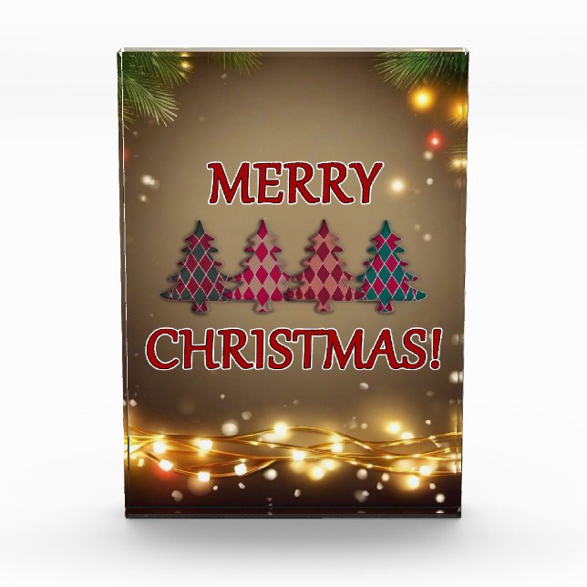 Chequered Christmas Trees Photo Block (Front)
