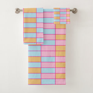 Chequered Colourful Chequered  Bath Towel Set