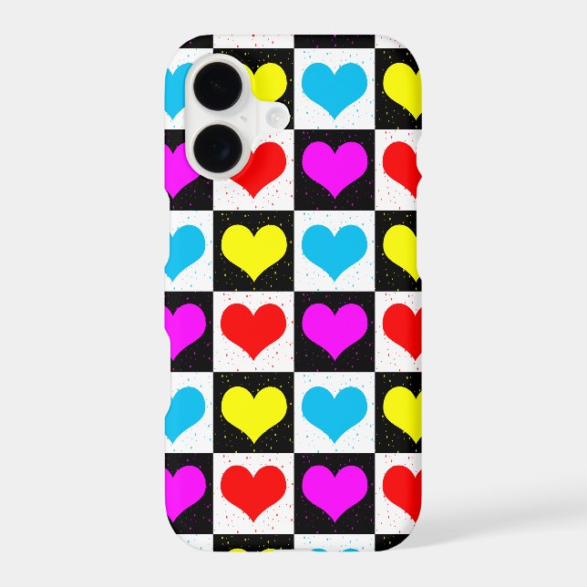 Chequered Colourful Hearts Pattern  (Back)