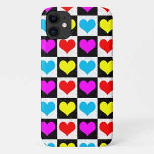Chequered Colourful Hearts Pattern  Case-Mate iPhone Case