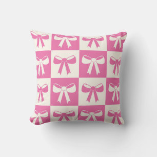 Chequered Coquette Girly Pink Bows Nursery   Cushion