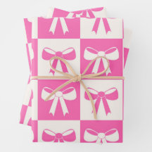 Chequered Coquette Girly Pink Bows Pattern 