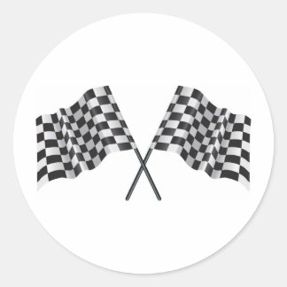 chequered cross flags classic round sticker