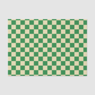 Chequered Dark Green and Beige Tissue Paper