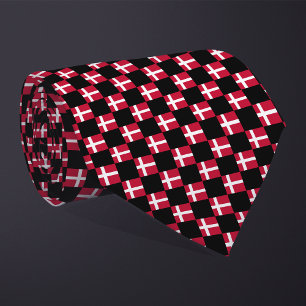Chequered Denmark Flag Pattern Tie