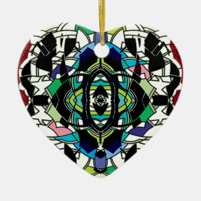 Chequered Design Ceramic Tree Decoration (Front)