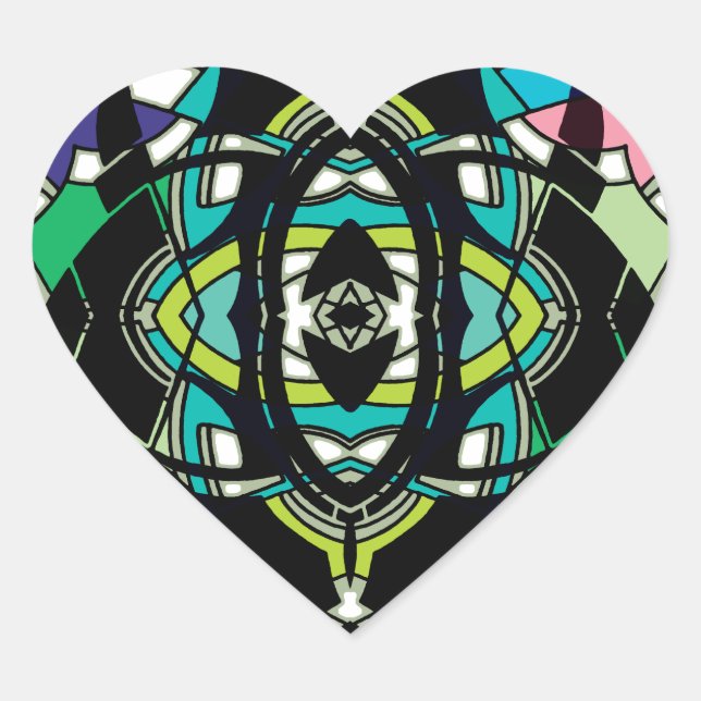 Chequered Design Heart Sticker (Front)