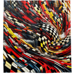 Chequered Design Shower Curtain