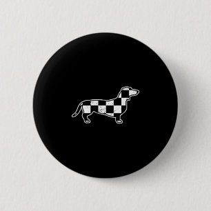 Chequered dog dachshund retro vintage chequered 6 cm round badge