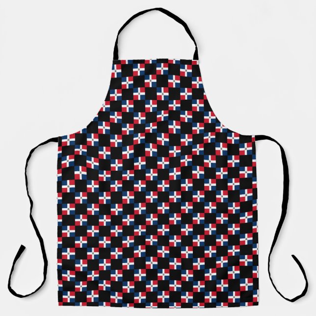 Chequered Dominican Republic Flag Pattern  Apron (Front)