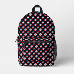 Chequered Dominican Republic Flag Pattern  Printed Backpack
