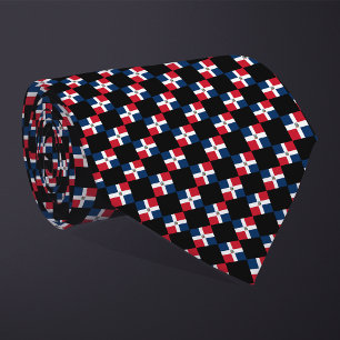 Chequered Dominican Republic Flag Pattern Tie