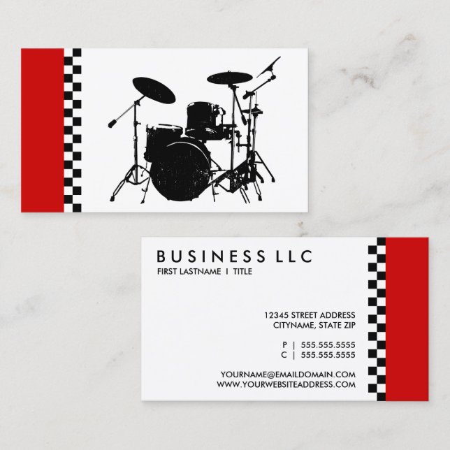 chequered drums. business card (Front/Back)