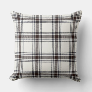Chequered elegant winter navy and brown cushion