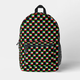 Chequered Equatorial Guinea Flag Pattern Printed Backpack