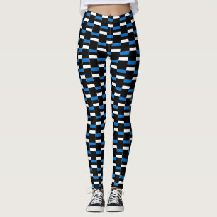 Chequered Estonia Flag Pattern Leggings