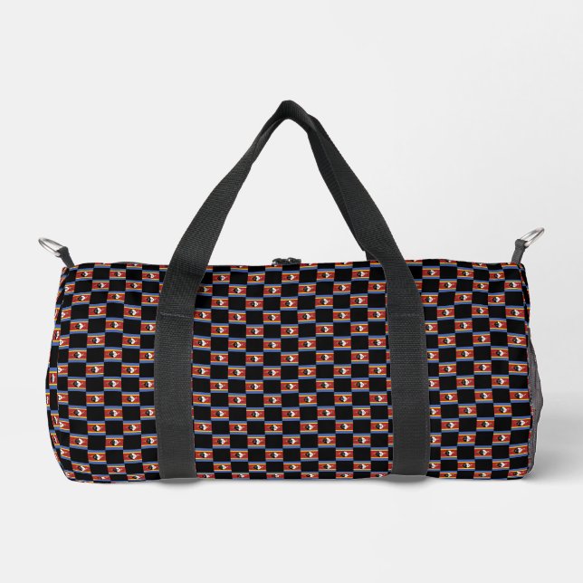 Chequered Eswatini Flag Pattern  Duffle Bag (Front)