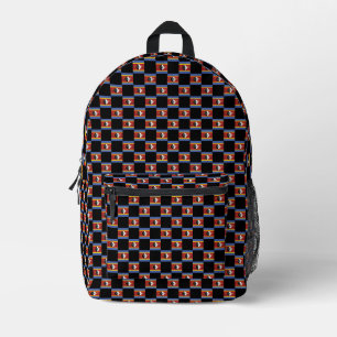 Chequered Eswatini Flag Pattern  Printed Backpack