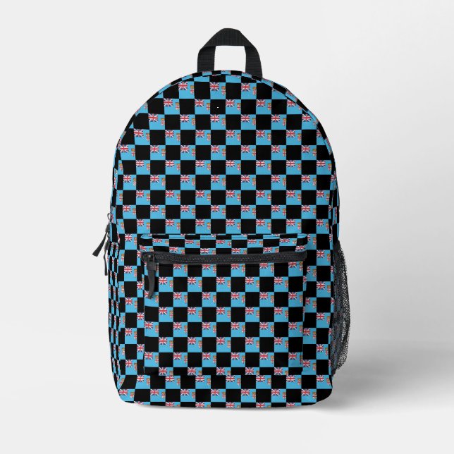 Chequered Fiji Flag Pattern  Printed Backpack (Front)
