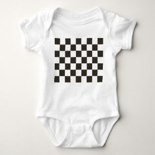 Chequered Flag (Black and White) (Chequered Patter Baby Bodysuit