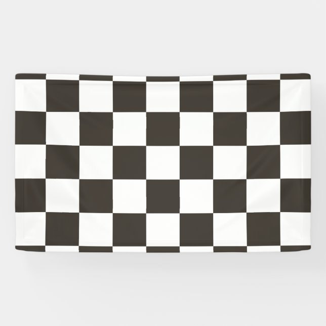 Chequered Flag (Black and White) (Chequered Patter Banner (Horizontal)
