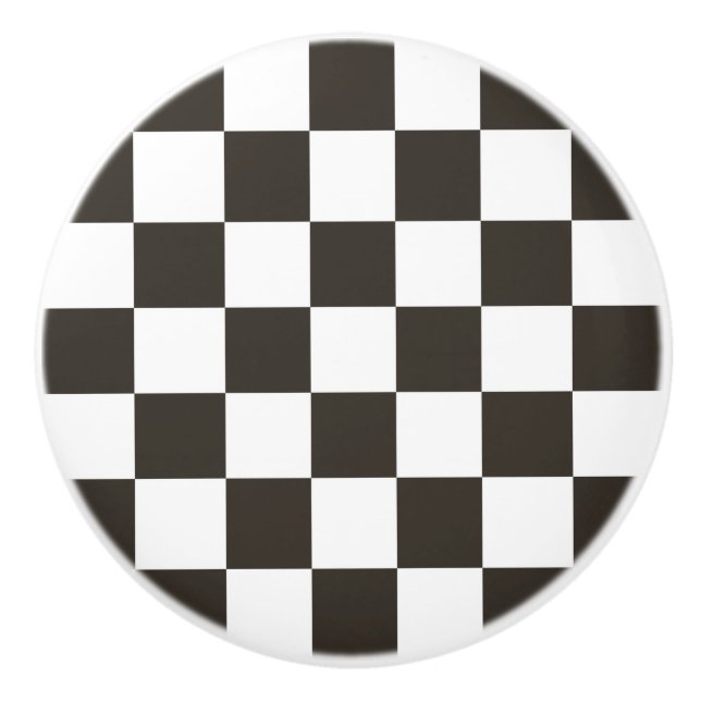 Chequered Flag (Black and White) (Chequered Patter Ceramic Knob (Front)