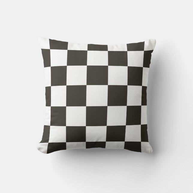 Chequered Flag (Black and White) (Chequered Patter Cushion (Front)