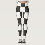 Chequered Flag (Black and White) (Chequered Patter Leggings<br><div class="desc">This design features a black-and-white chequered flag that is typically used in motor racing to indicate the finish. The flag is often associated with the winner of a race, since they are the first to drive past the chequered flag. The pattern can also be seen as influenced by a chequerboard,...</div>