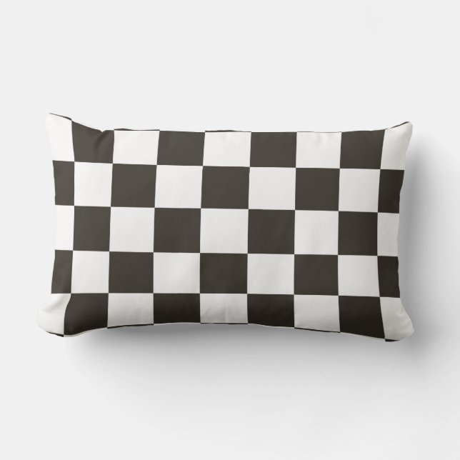 Chequered Flag (Black and White) (Chequered Patter Lumbar Cushion (Front)