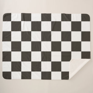 Chequered Flag (Black and White) (Chequered Patter Sherpa Blanket