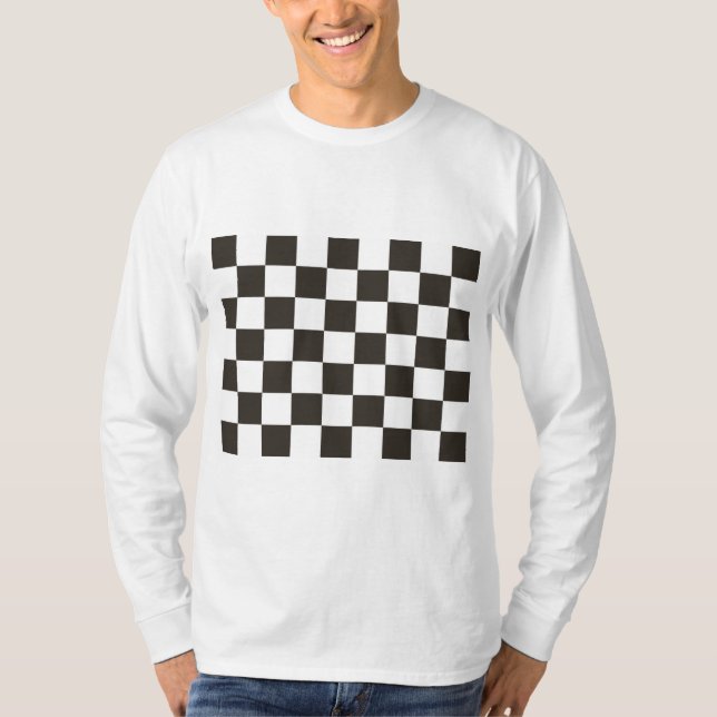 Chequered Flag (Black and White) (Chequered Patter T-Shirt (Front)