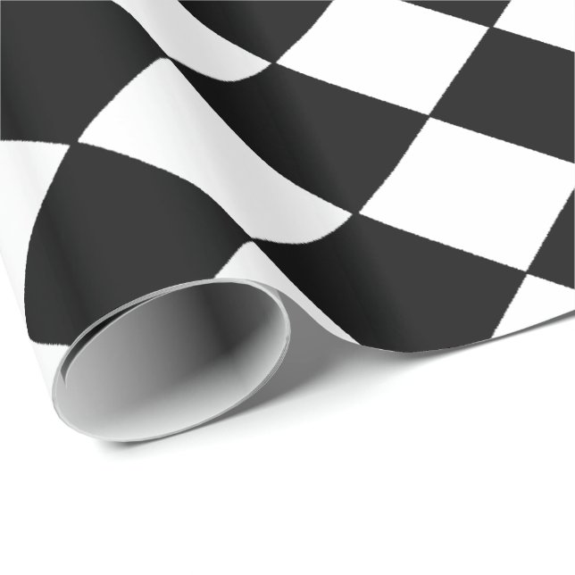 Chequered Flag Black/White Diamonds Wrapping Paper (Roll Corner)