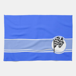 Chequered Flag; Blue Tea Towel