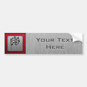 Chequered Flag; brushed aluminium look Bumper Sticker