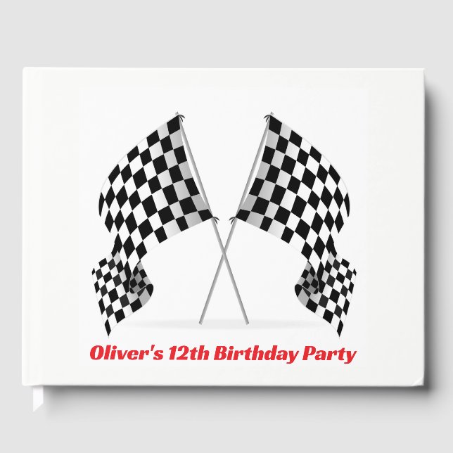 Chequered Flag Design Guest Book (Front)