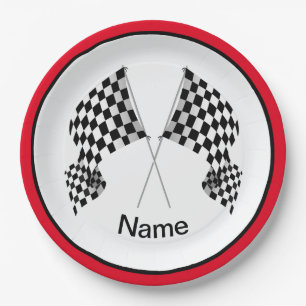Chequered Flag Design Paper Party Plate