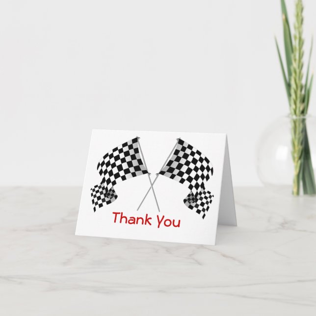 Chequered Flag Design Thank You Card (Front)