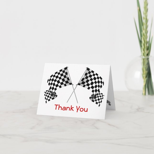 Chequered Flag Design Thank You Card (Front)