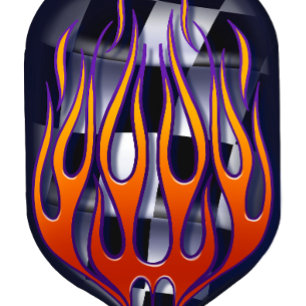 Chequered flag flames pickleball paddle