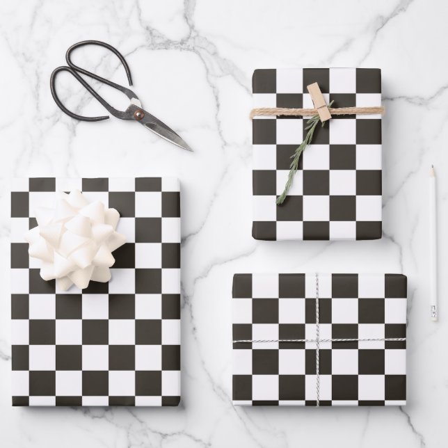 Chequered Flag pattern Wrapping Paper Sheet (Front)
