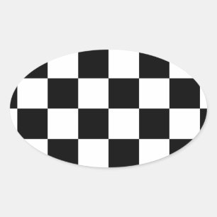 Chequered Flag Racing Chess Checkers Chessboard Oval Sticker