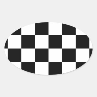 Chequered Flag Racing Chess Checkers Chessboard Oval Sticker