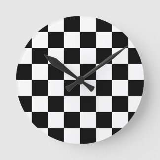 Chequered Flag Racing Chess Checkers Chessboard Round Clock