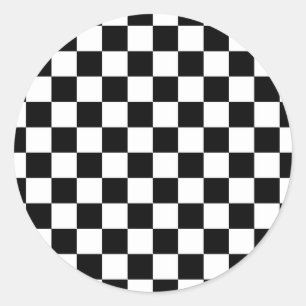 Chequered Flag Racing Design Chess Checkers Board Classic Round Sticker