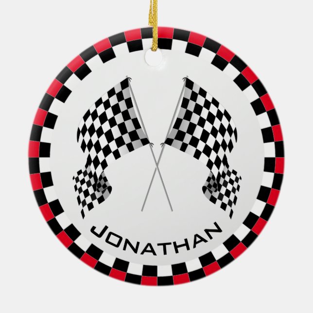 Chequered Flag Racing Design Ornament (Back)