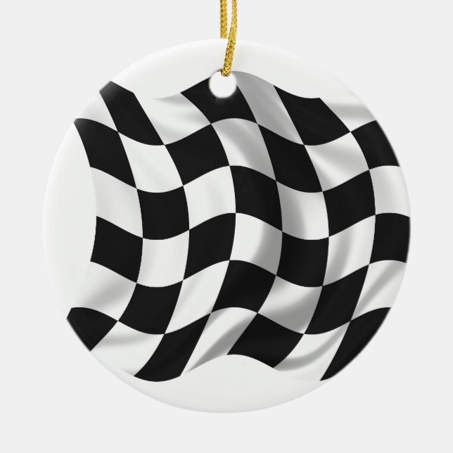 Chequered Flag - Racing Flag Ceramic Tree Decoration (Front)