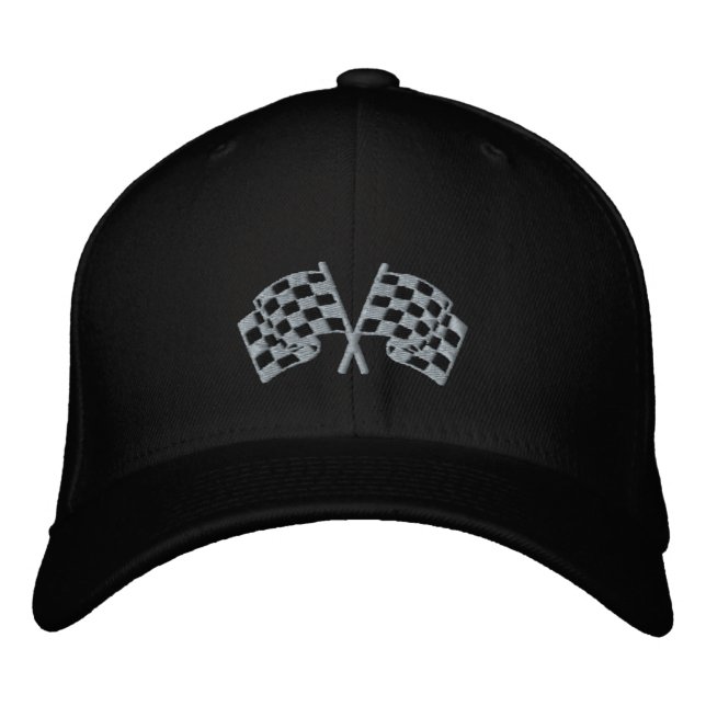 Chequered flag racing motorsport black cap (Front)